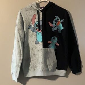 Disney Stitch Graphic Hoodie - Black and Gray Size Med. (7-9)